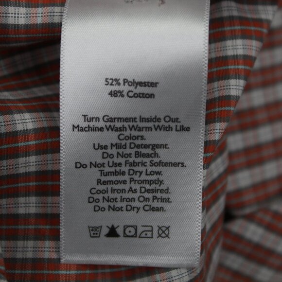 Eddie Bauer Shirt Mens Large‎ Orange/Gray Polyester/Cotton S/S Button Up - Picture 9 of 13